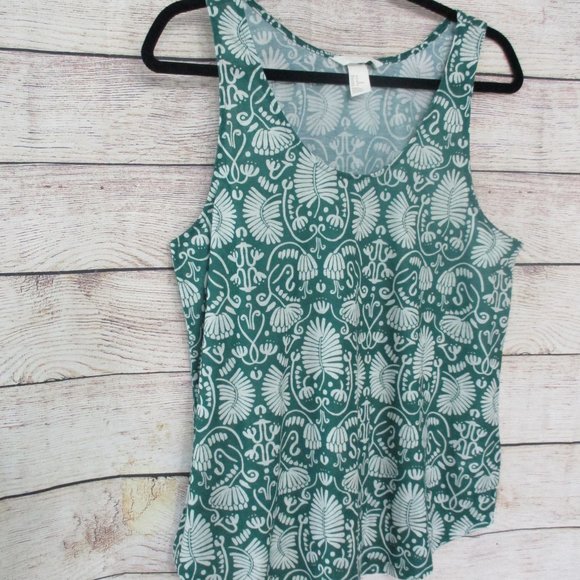 H&M Conscious Green White Print Tank Medium - Picture 5 of 6